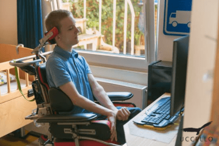 Disabled man playing online games