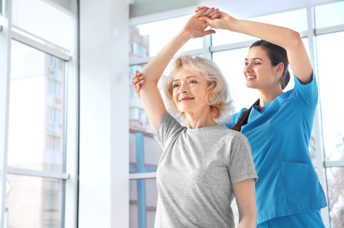 Elderly Woman with an Occupational Therapist