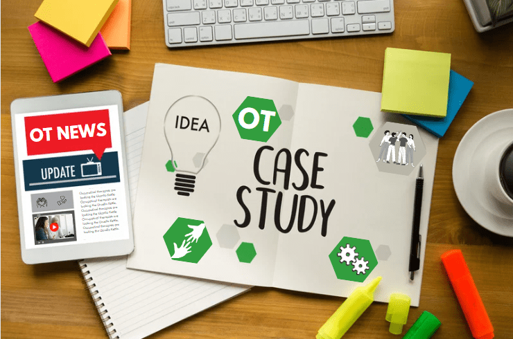 Office supplies and news article on an OT Case Study