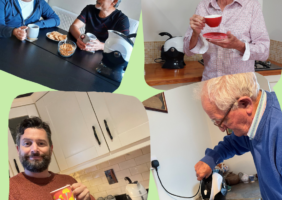 Men drinking coffee and tea thanks to their Uccello Kettle