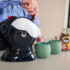 Elderly man pouring the Uccello Kettle in the kitchen