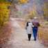 Elderly couple walking in the forest